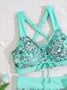 Bikini Due Pezzi Stampa Coulisse Vita Alta Taglie Forti Set Tre Pezzi Elegante