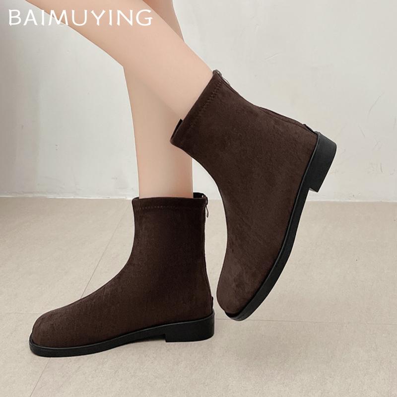 Winter Flache Wildleder Damen Stiefeletten Kurzer Plüsch Warm Designer Baumwollschuhe 2025 Trend Walking Rutschfest Gemütlich Neu Botas De Mujer