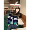 Korean Style Retro Striped Cardigan Sweater - Color Block Spring Jacket 2025