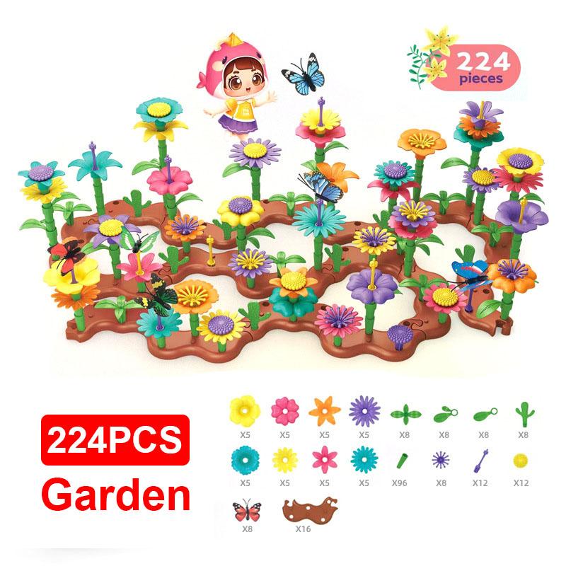 54-224pcs Flower Garden Architecture Set Building Toys DIY Construction Block Plant Creative Educational Stacking Games Toys
