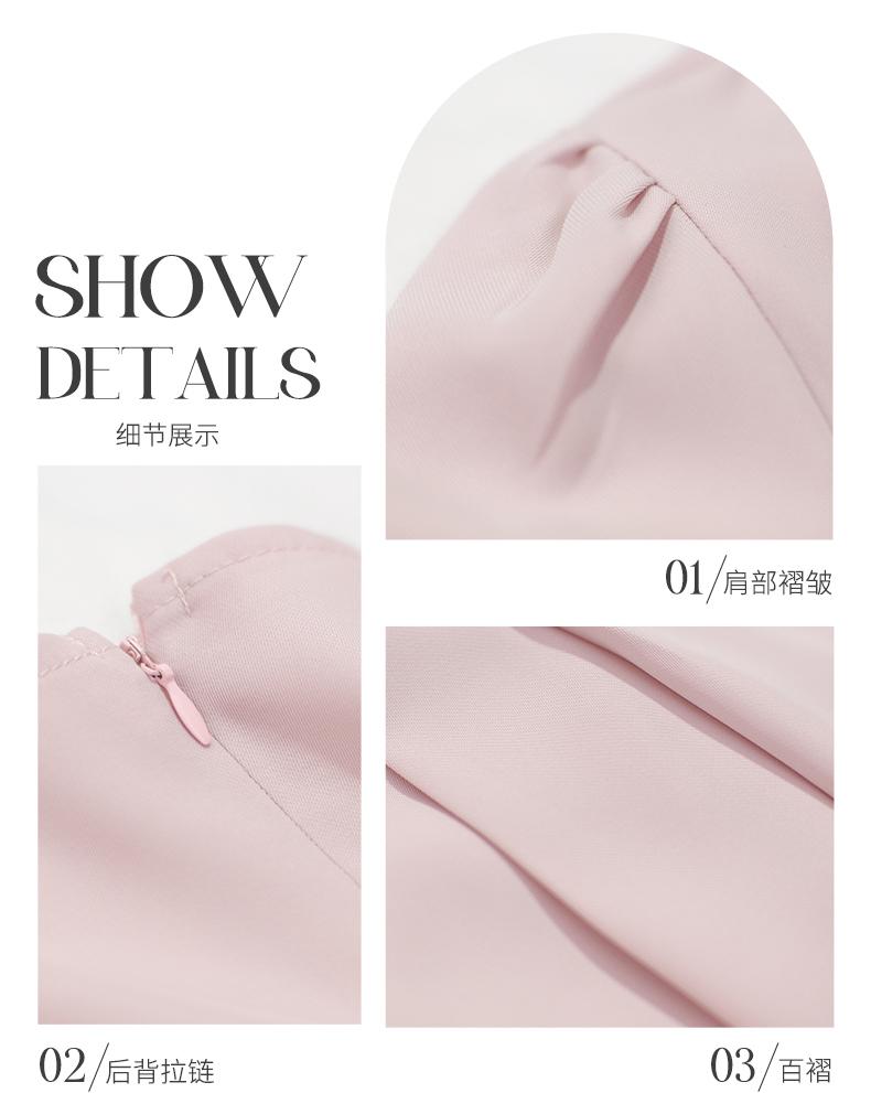 French elegant square neck basic simple commuting style waist cinched diagonal cool dress