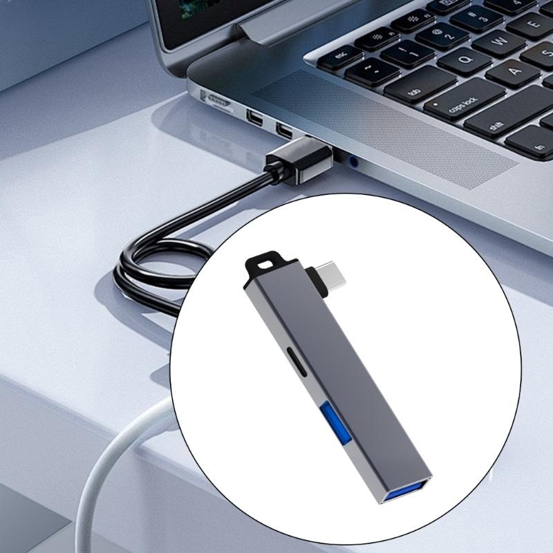 Portable Aluminum Alloy USB C Hub Type C to Type C and Double USB Adapter for Enhances Connectivity on Multiple Systems