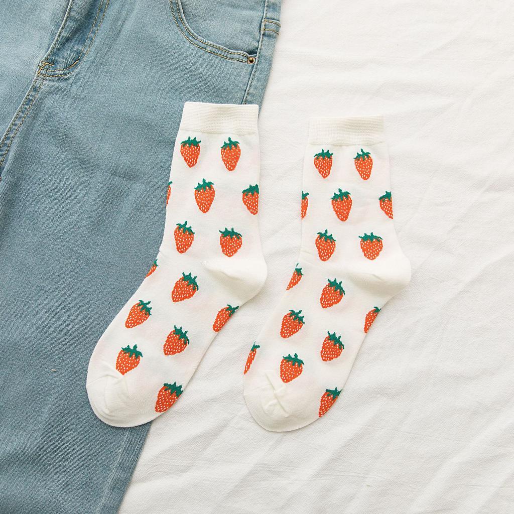 Avocado Mid-Tube Socks For Children, Sweet And Cute Girl Fruit Socks, Summer Fashion Casual Cotton Socks