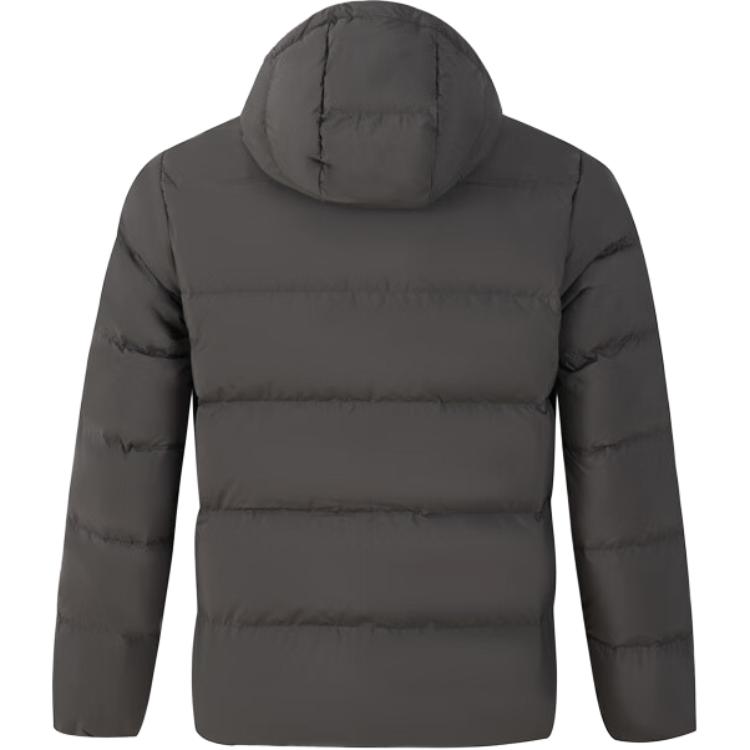 Li Ning Basketball Series Solid Color Zipper Hooded Comfortable Breathable Short Down Jacket Men Outerwear Graphite-Grey AYMU001-5