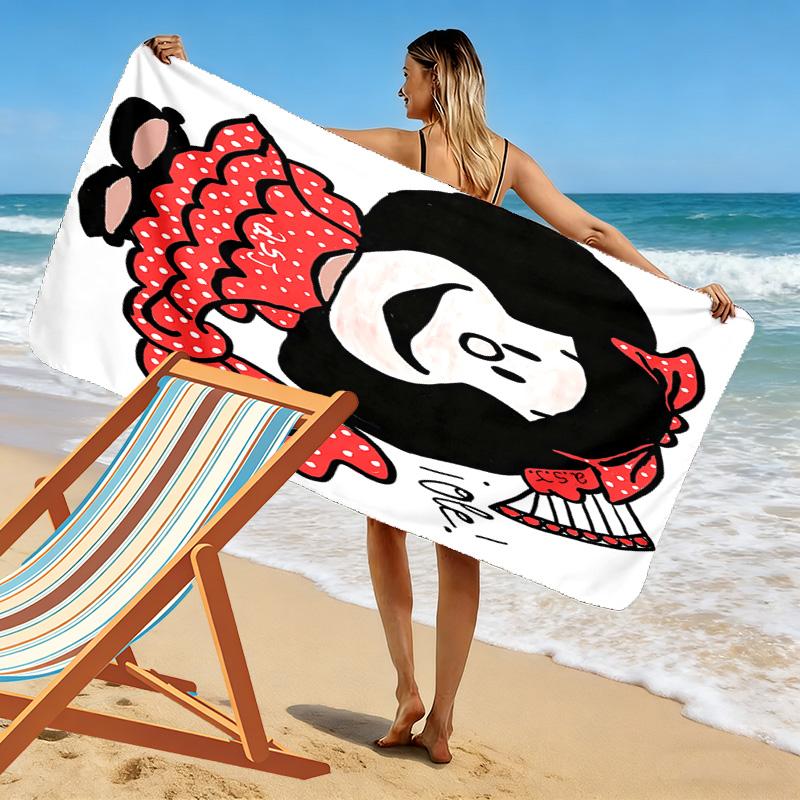 Mafalda Print Beach Towel, Large Soft Quick Dry Towel for Beach Camping Swimming
