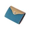 VARCO REAL WOOD Palm Wallet, Compact Mini, Men's and Women's, Genuine Leather, Natural Wood, Made In Japan (Blue)