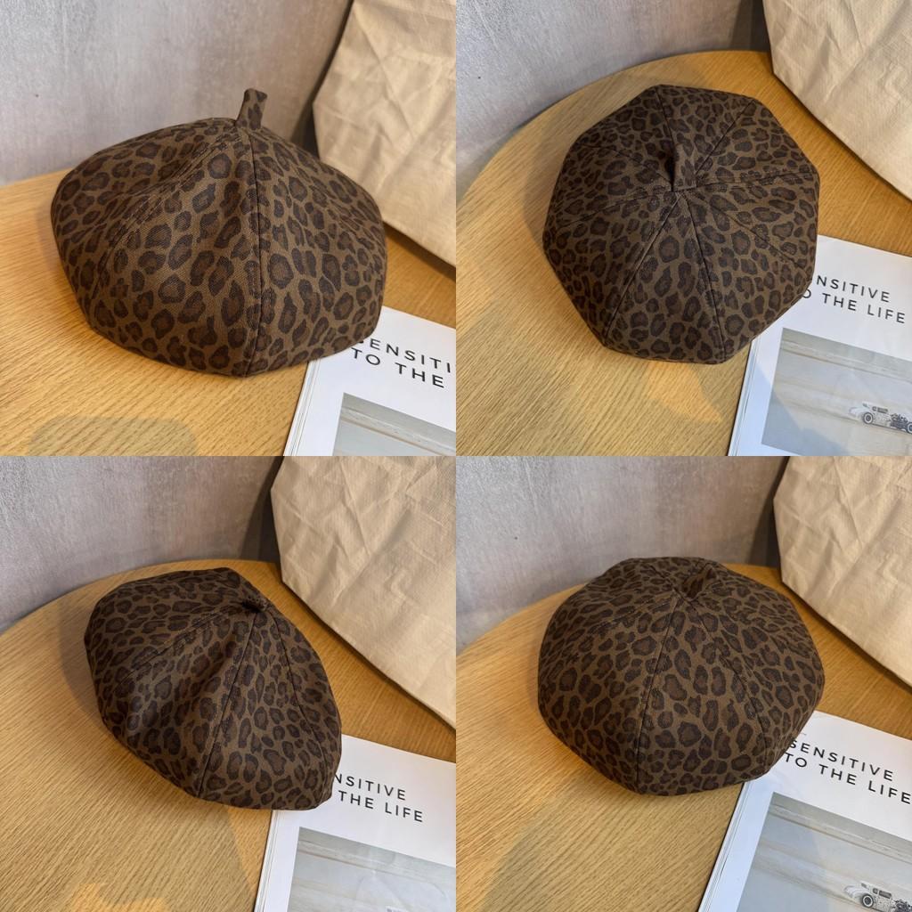 Leopard Retro Fashionable Print Women Casual Beret For Autumn Winter And