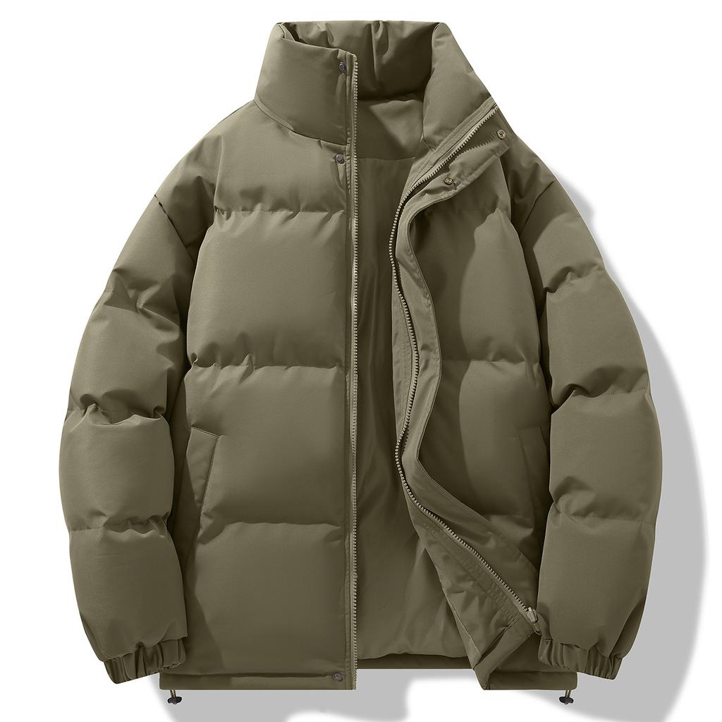 Męska Nowa Zimowa Luźna Bawełniana Kurtka z Kołnierzem Stojącym Jednokolorowa Krótka Ciepła Bawełniana Kurtka Kurtka