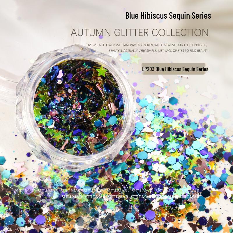 Sweet Style Nail Art: Mixed Glitter & Sequins Set - Coarse & Fine Irregular Shapes