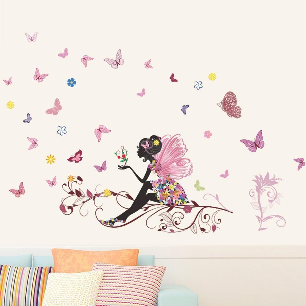 The New Butterfly Beautiful Faery Bedroom Waterproof Sitting Room Background Wall Stickers