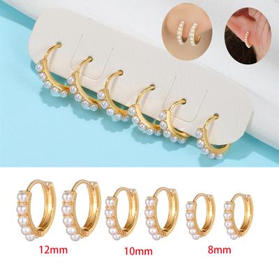 Yuedane Edelstahl Kleine Imitation Perle Creolen Kleiner Kreis Knorpel Ohrring Piercing Schmuck Für Frauen