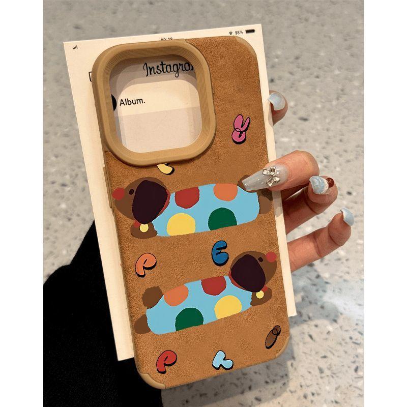 Applicable to Apple 16Pro new spotted puppy brown sticker iPhone17promax anti-drop TPU large hole case IPhone17ProMax