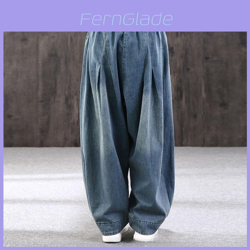 Weite Jeans für Damen mit hoher Taille und Wasserwaschung für legere Bürokleidung