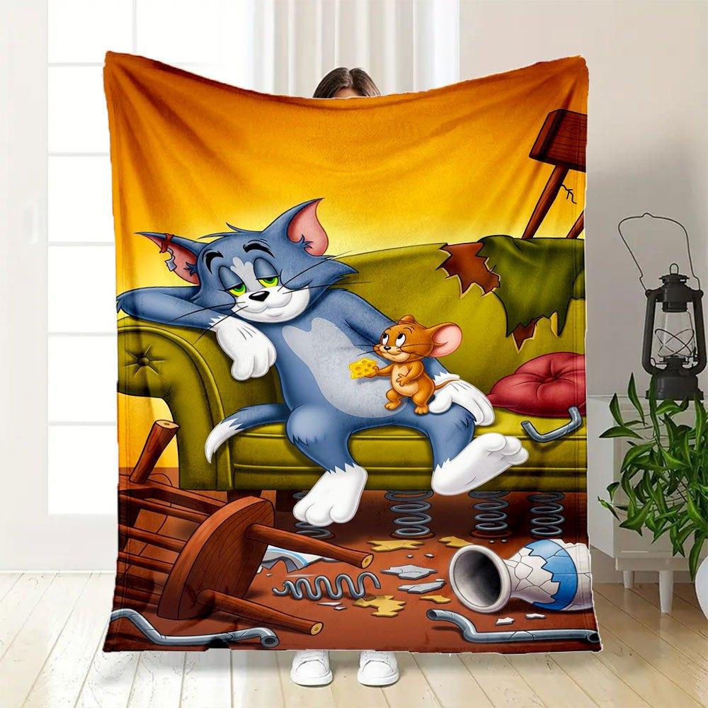 Tom & Jerry Kids Room Decor PosterBlanket Flannel Throw Blanket for Sofa, Bed, Travel, Camping, Office