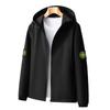Spring Men's Hooded Windbreaker Jacket with Logo Print