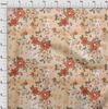 oneOone Cotton Flex Dark Beige Fabric Asian Floral With Geometrical Texture Sewing Craft Projects Fabric Prints By Yard 40 Inch