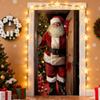 Christmas Tree Door Cover and Santa Claus Festive Holiday Decoration Winter Themed Photography Versatile Hanging for Entrance