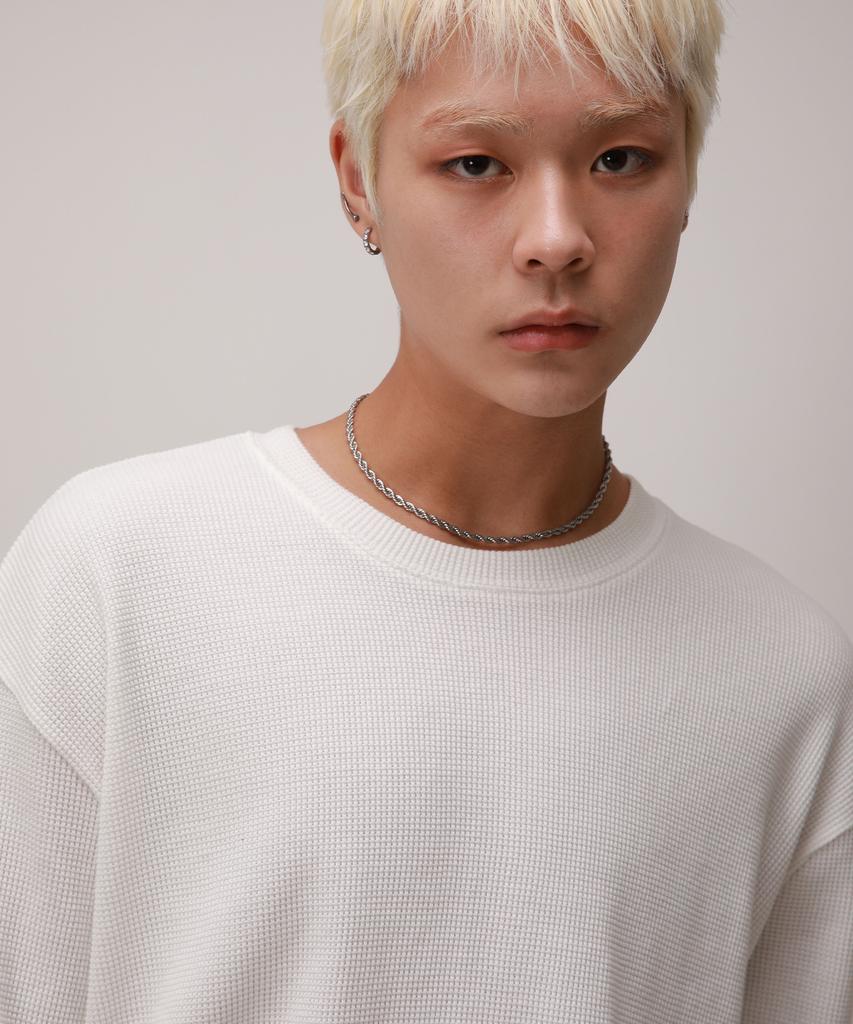Dibellobeu Basic Waffle Long Sleeve_Ivory