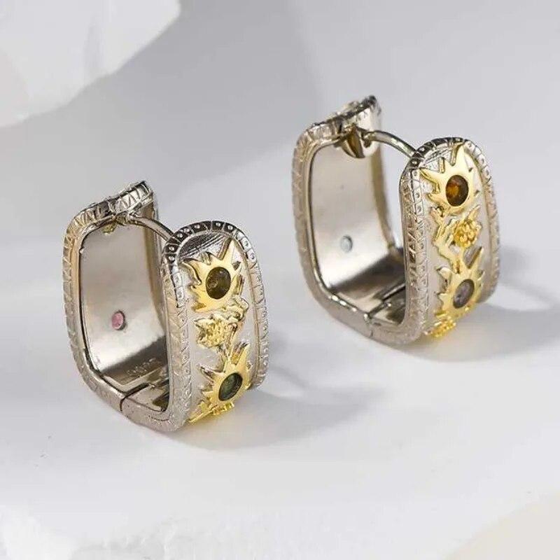 Sace Gems Polychrome Tourmaline Rings Ear Clip for Women S925 Sterling Silver Wedding Party Fine Jewelry Sets Festival Gift