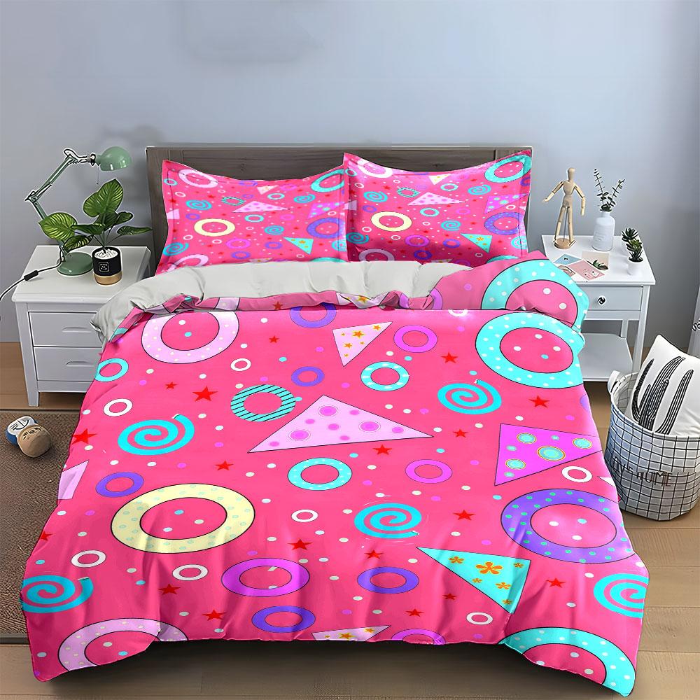 Colorful Geometric Decor Set Soft Comfortable Duvet Cover Bedding Set Included 1*Duvet Cover & 2*Pillowcases, Gift