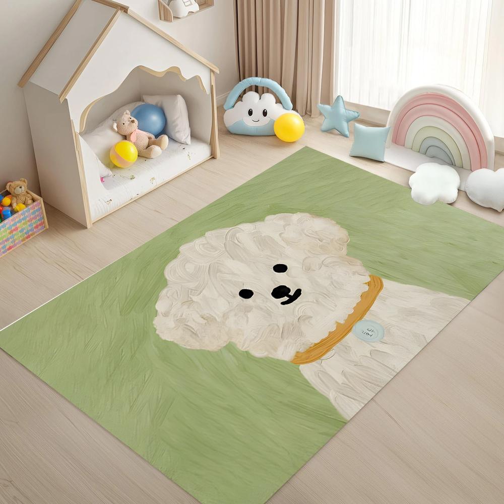

Cute Collared Bichon Puppy Rug Pattern Soft Carpet for Kids Room Living Room Cozy Home Decor Daily Use 40x60cm