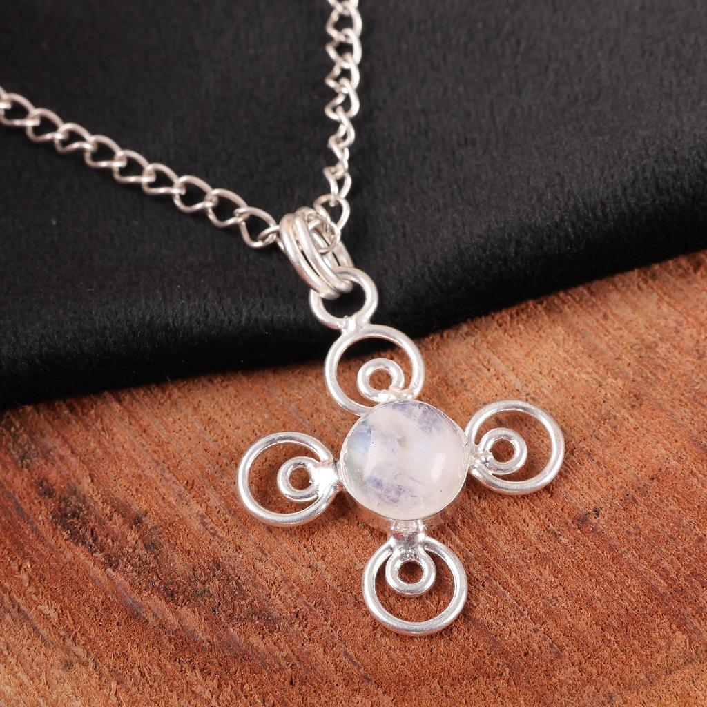 Rainbow Moonstone Pendant Gemstone Jewelry, 925 Solid Sterling Silver Pendant, Handmade Glorious Jewelry Pendant