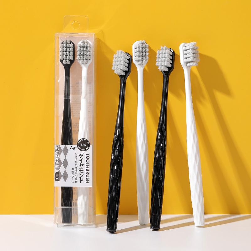 2Pcs/Set Antibacterial Wide Head Soft Bristled Toothbrushes for Adults Manual Couple Toothbrushes Home Toiletries Oral Set Women