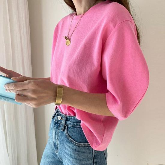 Korean Dongdaemun INS Style Casual Bubble Sleeve T-Shirt for Women