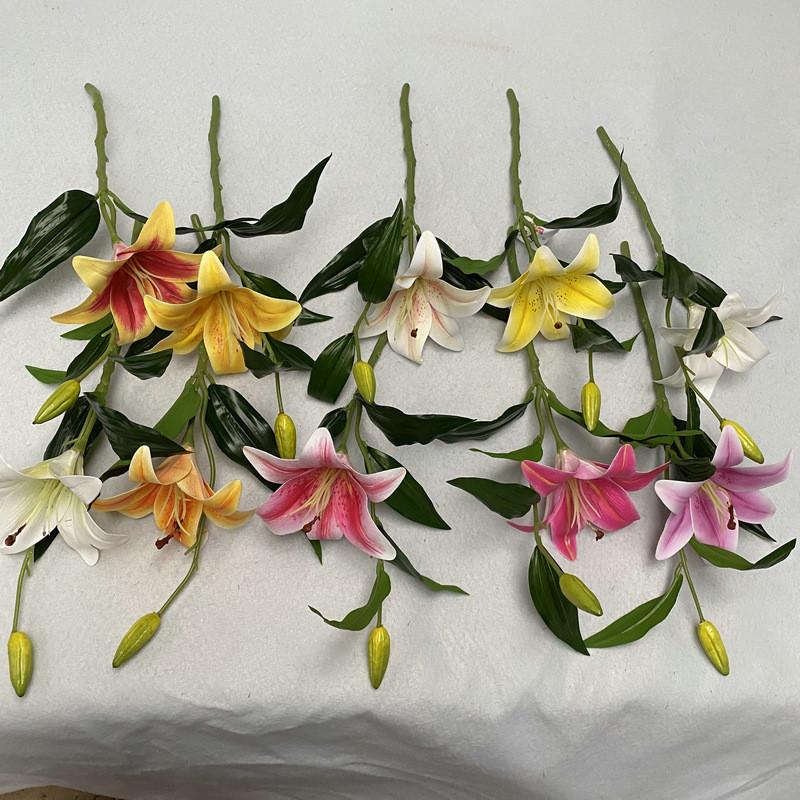 Cloth Realistic 3d Artificial Lilies Fake Flowers For Wedding Decor Home Props