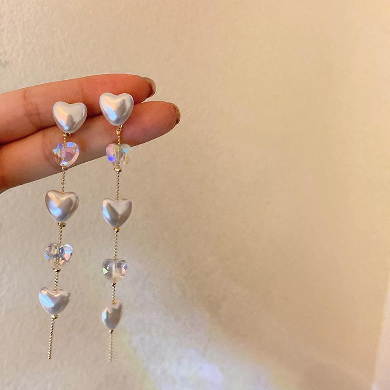 French simple water drop pearl earrings Internet celebrity same earrings retro high temperament earrings women