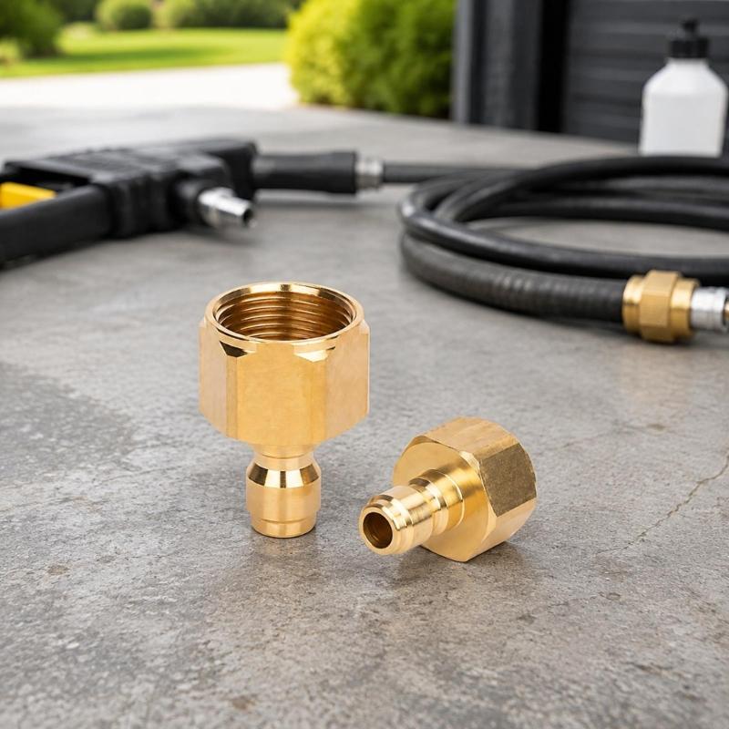 Copper Pressure Washer Adapter with Threaded Coupler Design for Hoses and Matching Cleaning Equipment Fittings