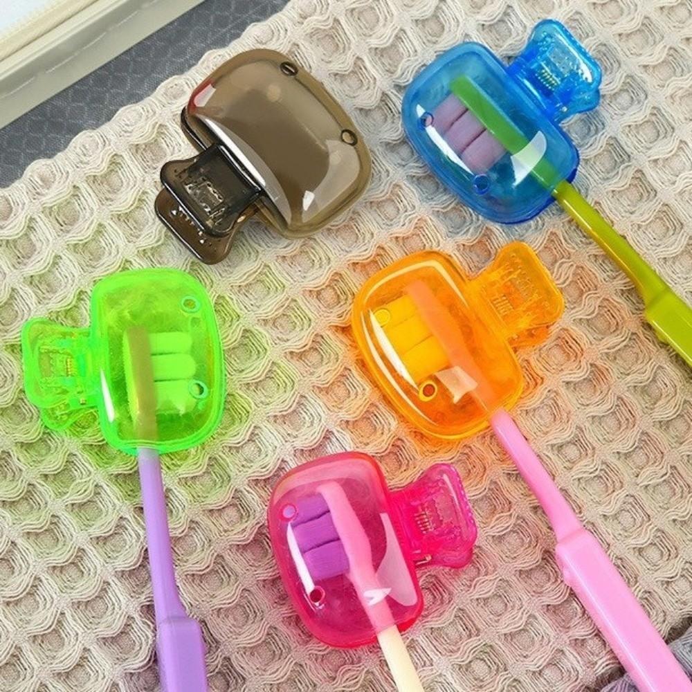 2pcs Portable Plastic Toothbrush Holder Protective Cute Toothbrush Head Cap Washable Durable Toothbrush Case Travel Use