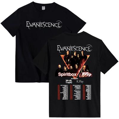 EVANESCENCE Tour 2026 T-shirt Heavy Mental Fashion Unisex Streetwear Men Women Clothing Hip Hop Cotton Male Tshirts Print Tees