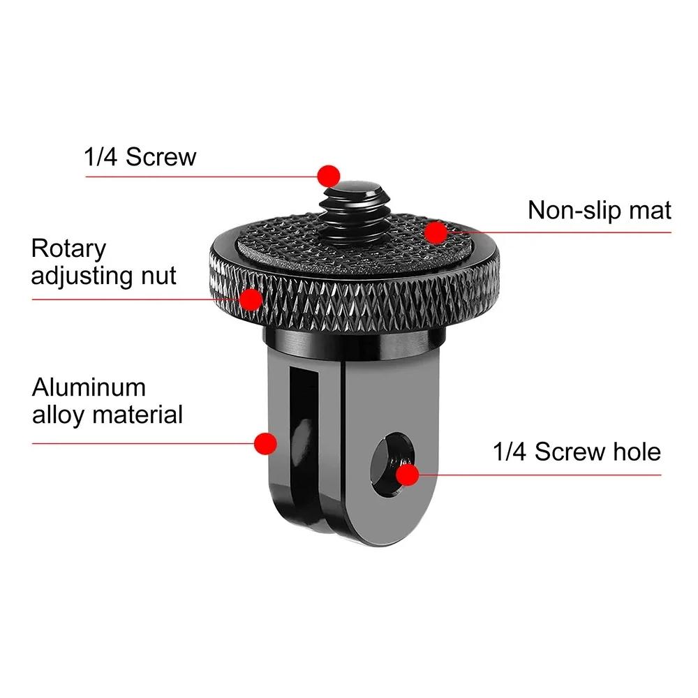Aluminum Alloy 1/4" Screw Adapter Converter Tripod Mount for GoPro Hero Insta360 SJCAM AKASO DJI Osmo Action Camera Accessories
