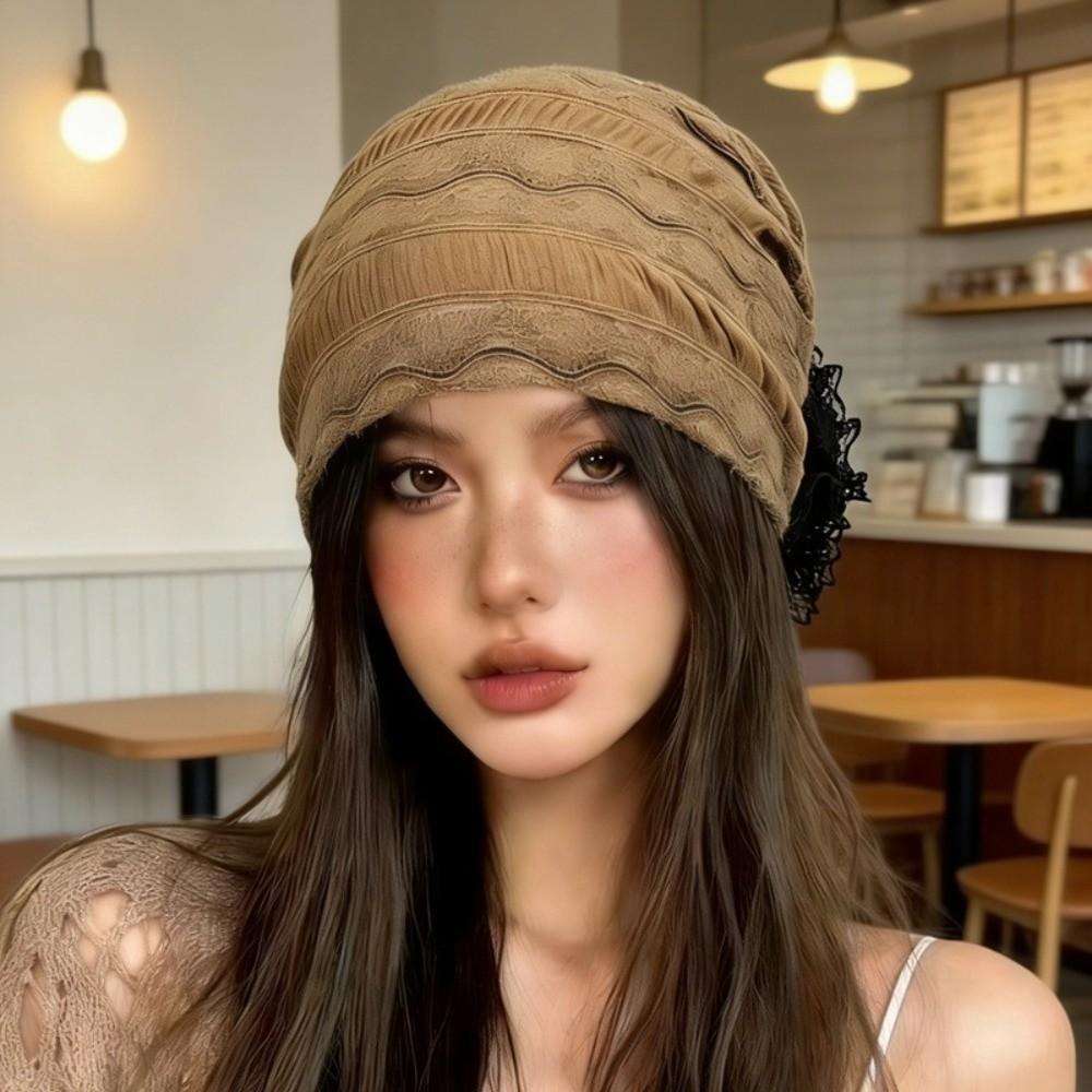 Embroidery Flower Lace Turban Caps Elastic Cancer Chemo Hat Fashion Head Wraps Hat Daily Wear