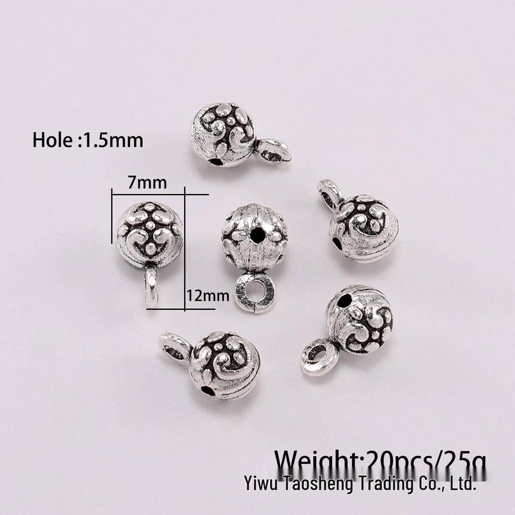 DIY šperky doplňky: Starožitné stříbrné distanční korálky s velkým otvorem pro náramky Pandora a trojcestné náhrdelníky - Sada 20 kusů.