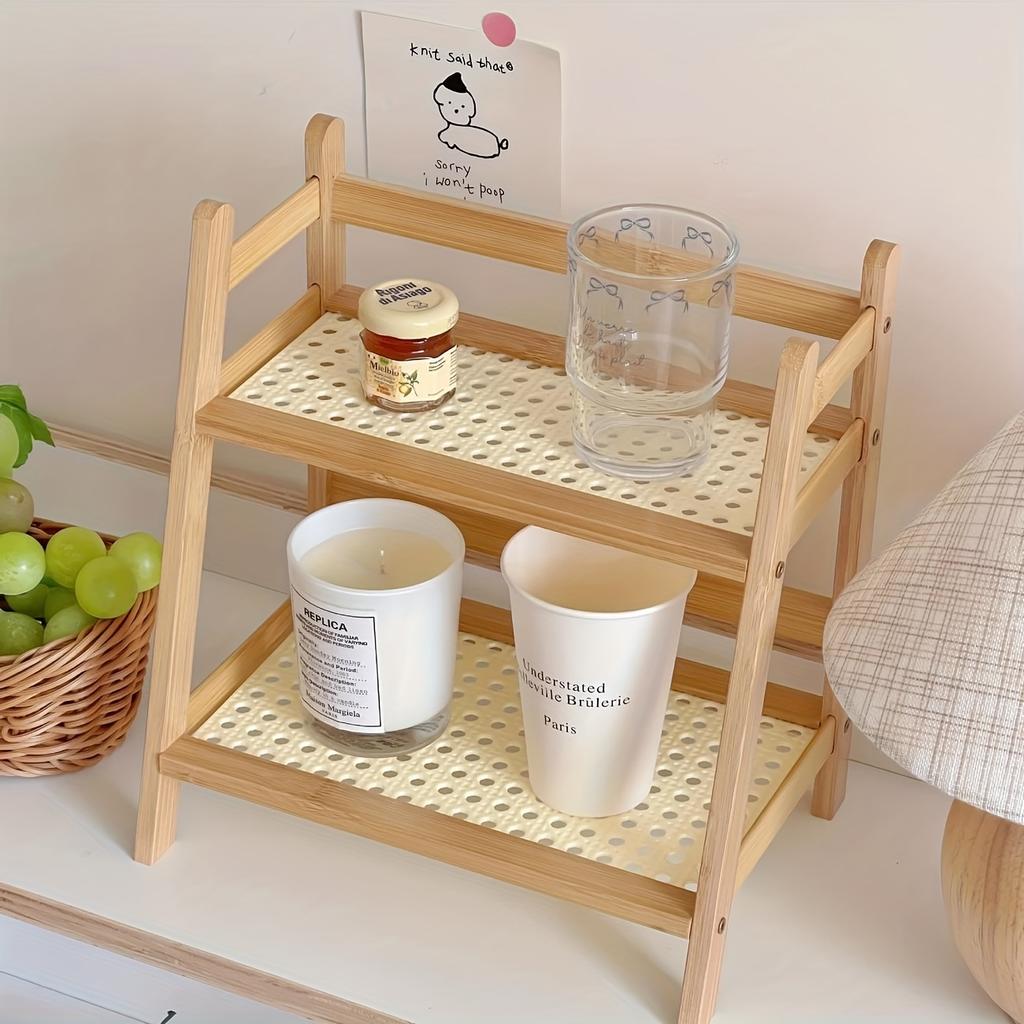 Cup Storage Rack Imitation Rattan Cup Rack Double-layer Desktop Miscellaneous Water Cup Storage Rack Dormitory Kitchen Organizing Rack