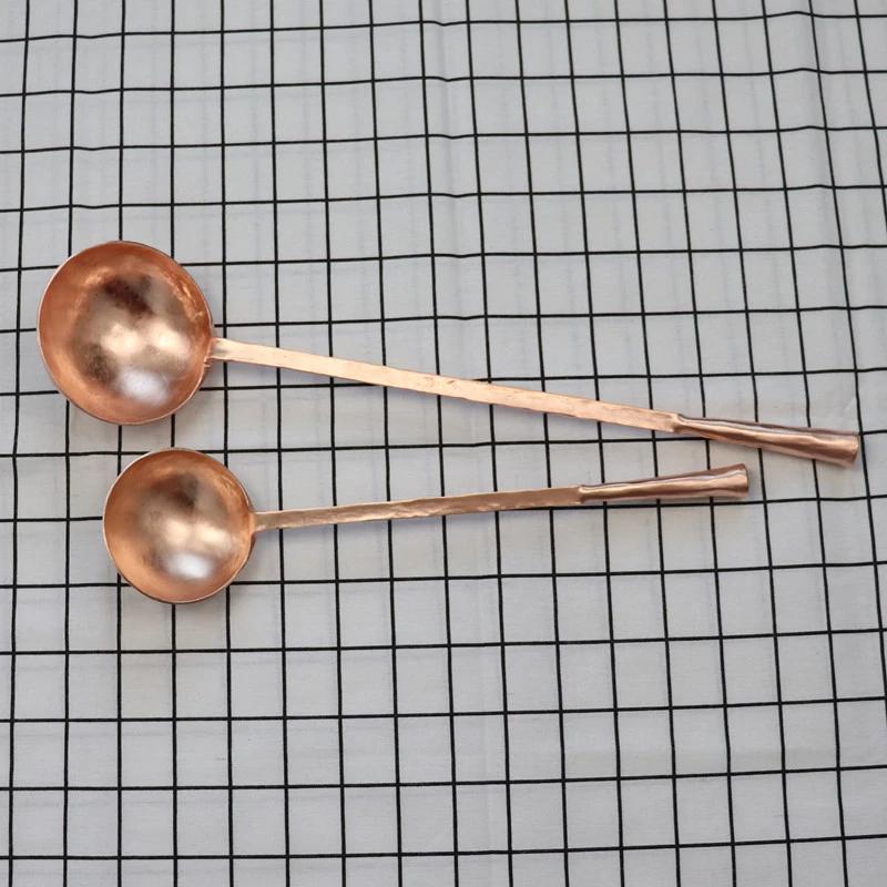 Thickened large spoon Pure copper spoon Long handle copper shovel Fried vegetable spoon wooden spoons for cooking cuchara