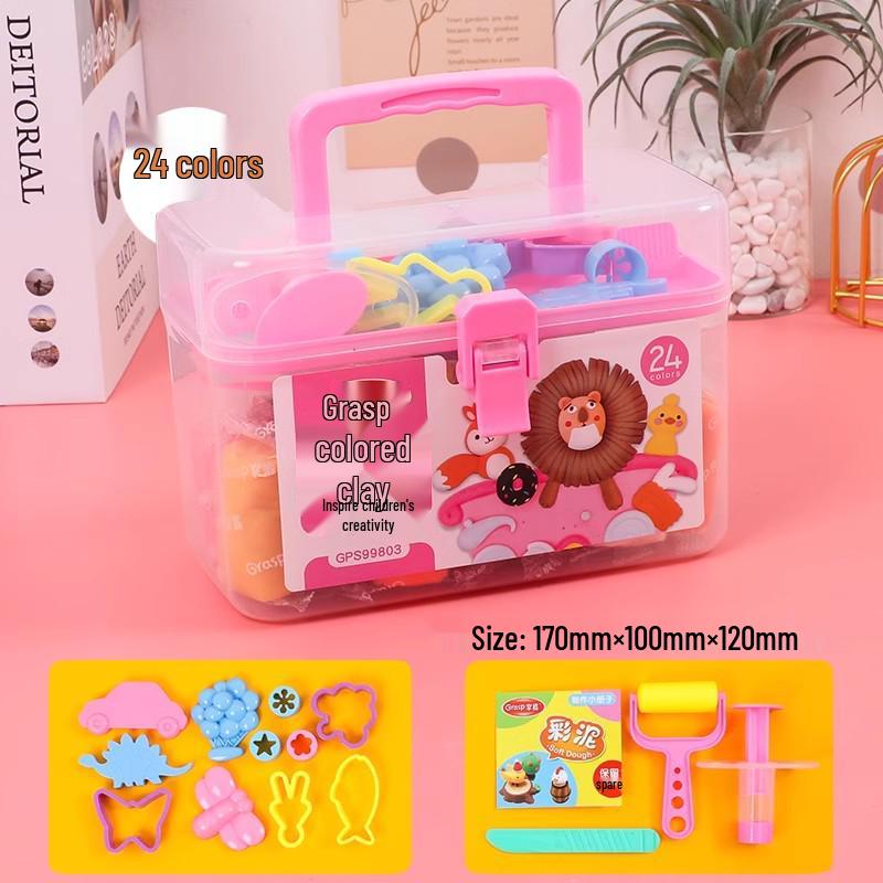 24-Color Odorless Playdough Mold Tool Set for Kids - Handmade Clay and Plasticine