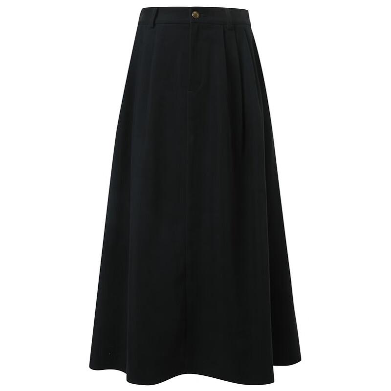 Sancai Women's High-Waist A-Line Brushed Midi Skirt