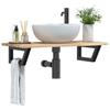 VidaXL Wall-mounted Washbasin Shelf Steel and Solid Acacia Wood, Floating Washbasin Shelf, Washbasin Shelf To Place 3302671