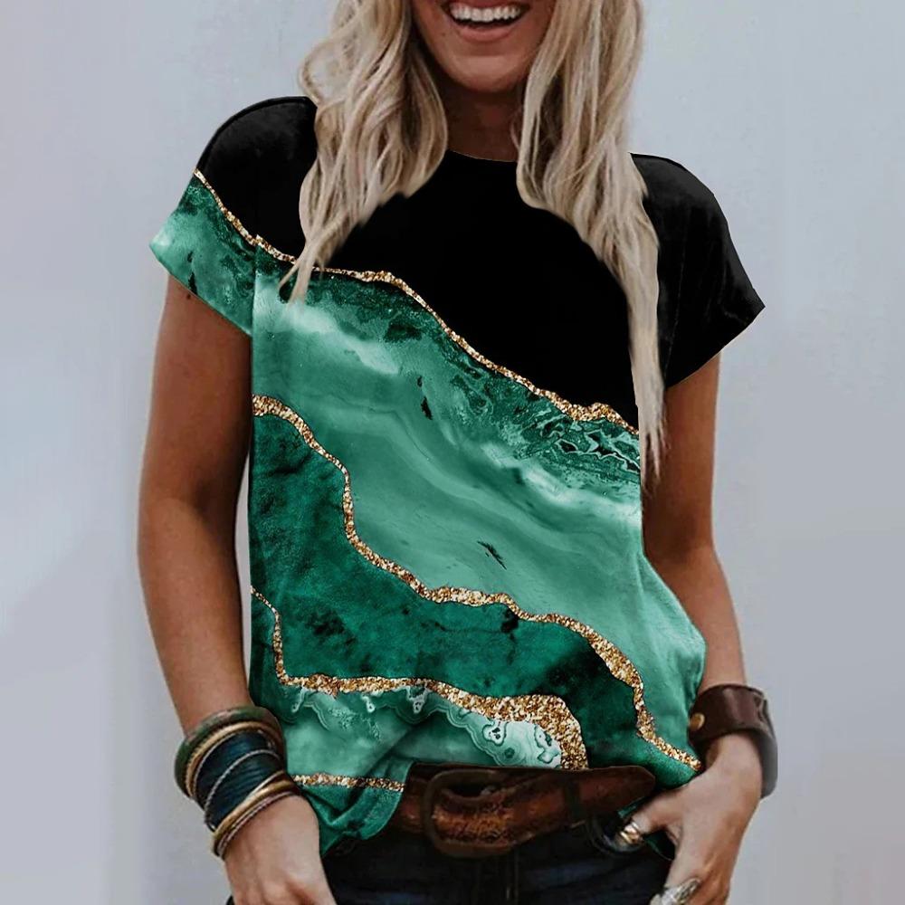 

HNXC Женские модные повседневные летние весенние блузки и рубашки с короткими рукавами и круглым вырезом S зелёный