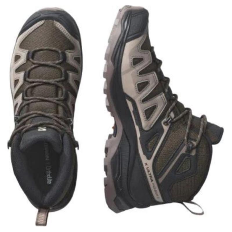 SALOMON X Ultra Pioneer Anti-Slip Wear-Resistant Mid-Top Trekking Shoes Women's Coffee Brown Sneakers 478354