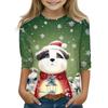 Christmas Children's 3/4 Sleeve Tops Casual  Printed Daily T Shirt Round Neck Pullover Blouse