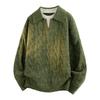 Men Fake Two Piece V Neck Twisted Knit Long Sleeve Casual Polo Sweater