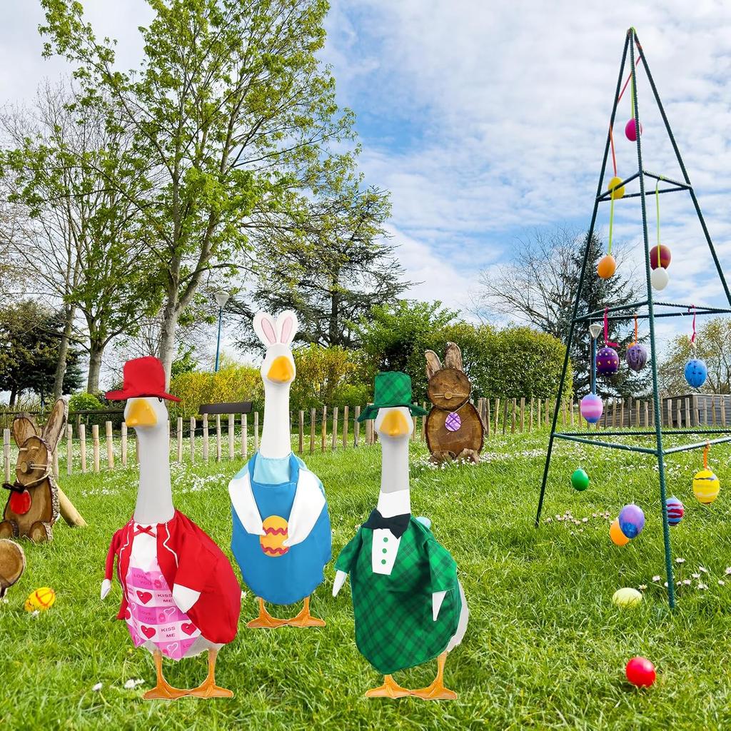 3 Pcs St. Patrick's Day Goose Outfits Valentine's Day Goose Costume Cute Easter Goose Clothes Porch Goose Outfits
