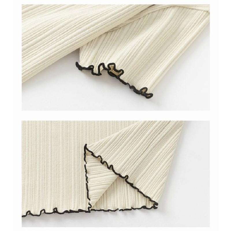 1-12Y Girl's Shirts Korean-style Knitted Lace-Trimmed Short-Sleeve Summer Ruched Tops Trendy Breathable Bow Tie Versatile Tee