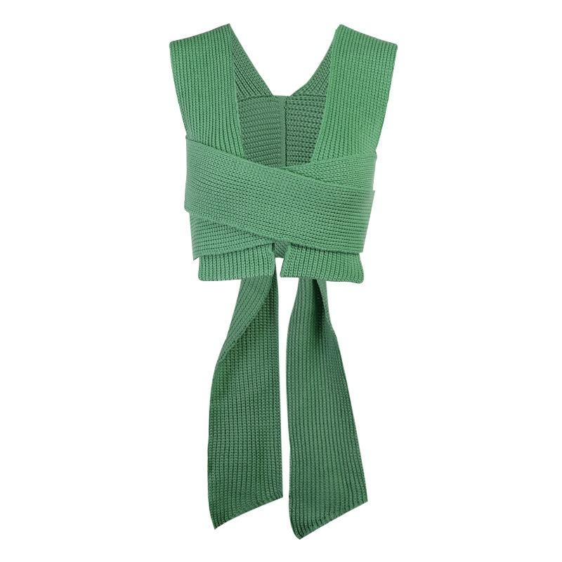 Women's New Sexy Cross Thick Knitted Top Slim Sexy Temperament Bottoming Woolen Knitted Vest