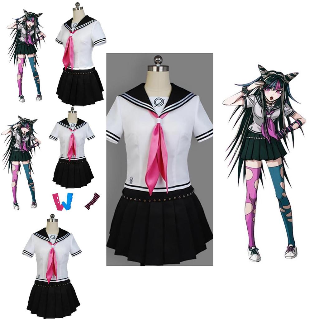 Fashionable Danganronpa Ibuki Mioda Cosplay Costume Suit With Vibrant Black And White Design