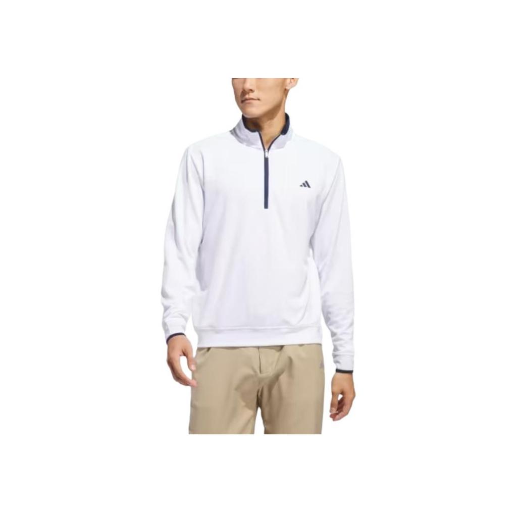 adidas Série Légère Demi-Zip Décontracté Confortable Classique Manches Longues Polo de Golf Homme hauts Blanc IQ2962